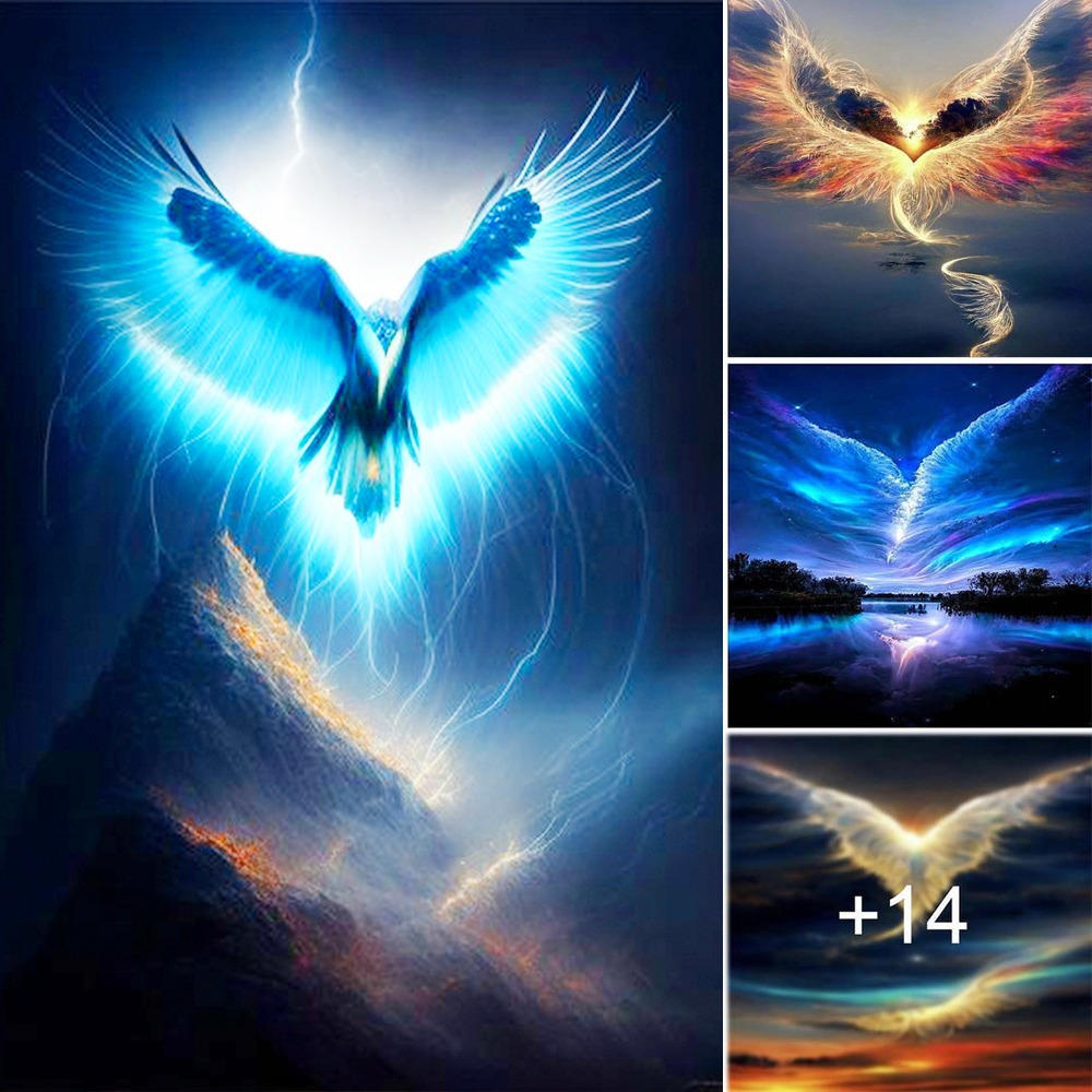 “Enchanting Spectacle: Cloud Shaped like Majestic Giant Eagle’s Wings”