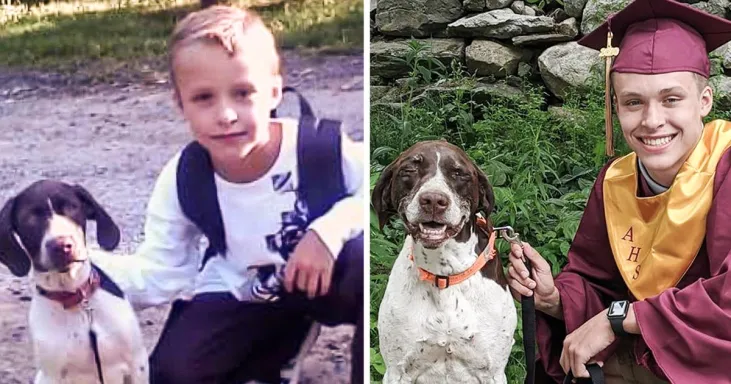 This Adorable Dog Accompanied His Best Friend To His First Day of School All The Way To Graduation